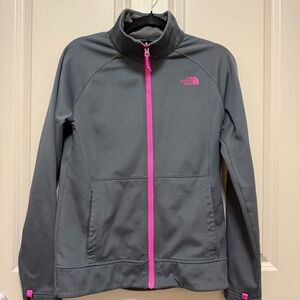 The North Face Charcoal Jacket with Neon Pink Details
